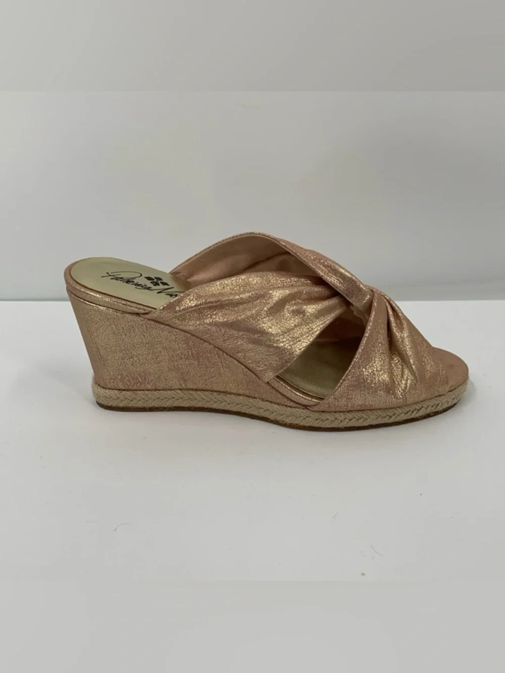 Patricia Nash Ricarda metallic leather slide espadrille sandal shoe rose gold 9